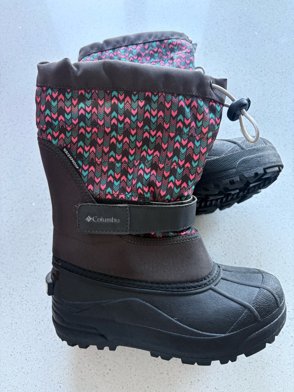 Columbia Kids' Pink & Teal Patterned Winter Boots - big girls size 2